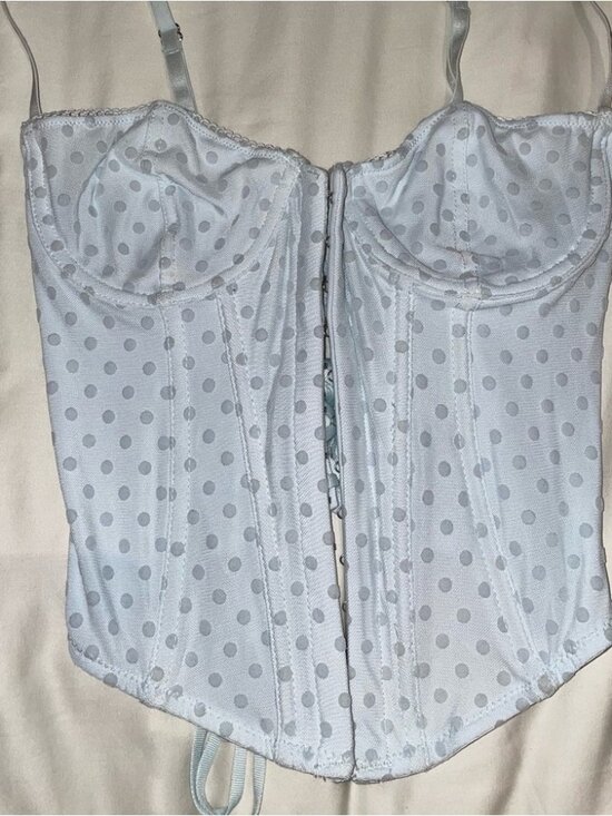 Tops - Blue Spotted Corset With Straps